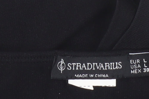 Stradivarius Women’s Black Cropped Chiffon Blouse Long Sleeve Size 14
