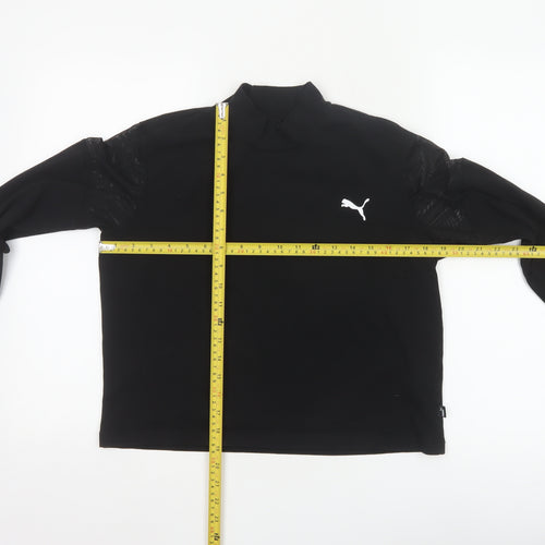 Puma Women's Black Mock Neck Long Sleeve Cropped Top L