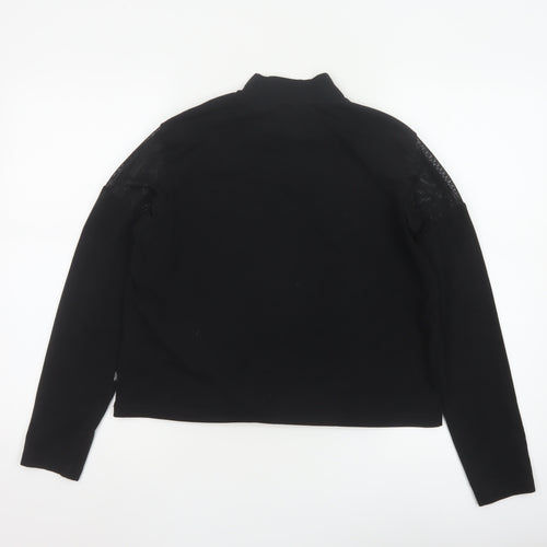 Puma Women's Black Mock Neck Long Sleeve Cropped Top L