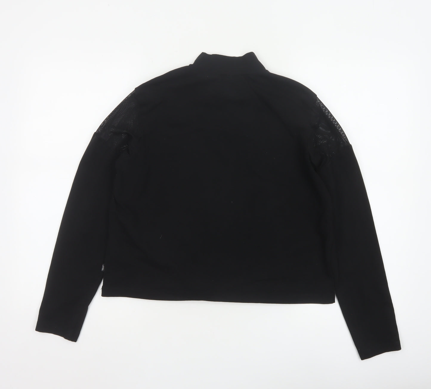 Puma Women's Black Mock Neck Long Sleeve Cropped Top L