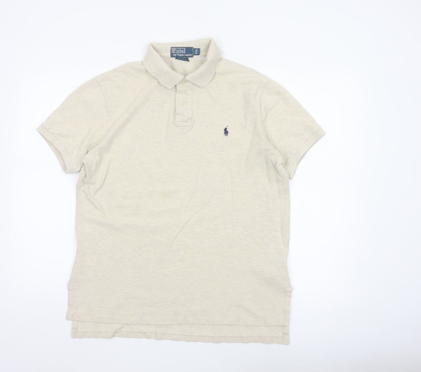 Ralph Lauren Men's Beige Cotton Polo Shirt Size L Classic Fit