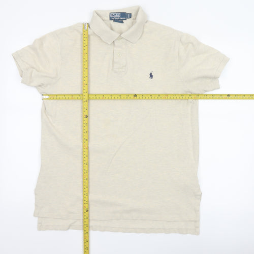Ralph Lauren Men's Beige Cotton Polo Shirt Size L Classic Fit