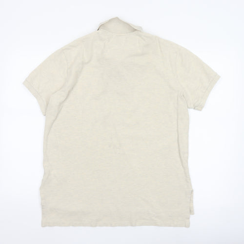 Ralph Lauren Men's Beige Cotton Polo Shirt Size L Classic Fit