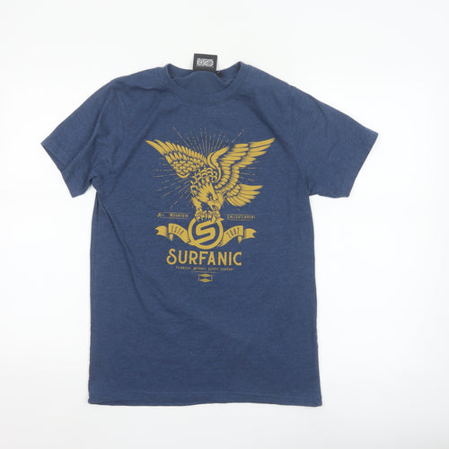 Surfanic Men's Blue Graphic Sports T-Shirt XS Regular Fit