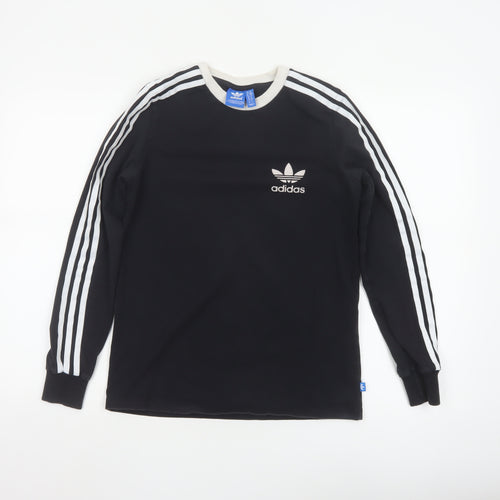 Adidas Women Black Long Sleeve Crew Neck Jersey Top Size 10