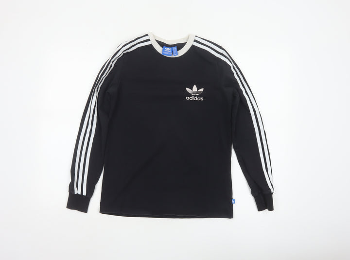 Adidas Women Black Long Sleeve Crew Neck Jersey Top Size 10