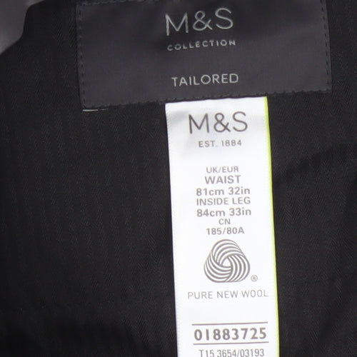 Marks and Spencer Men's Grey Wool Tailored Dress Trousers 32W 33L