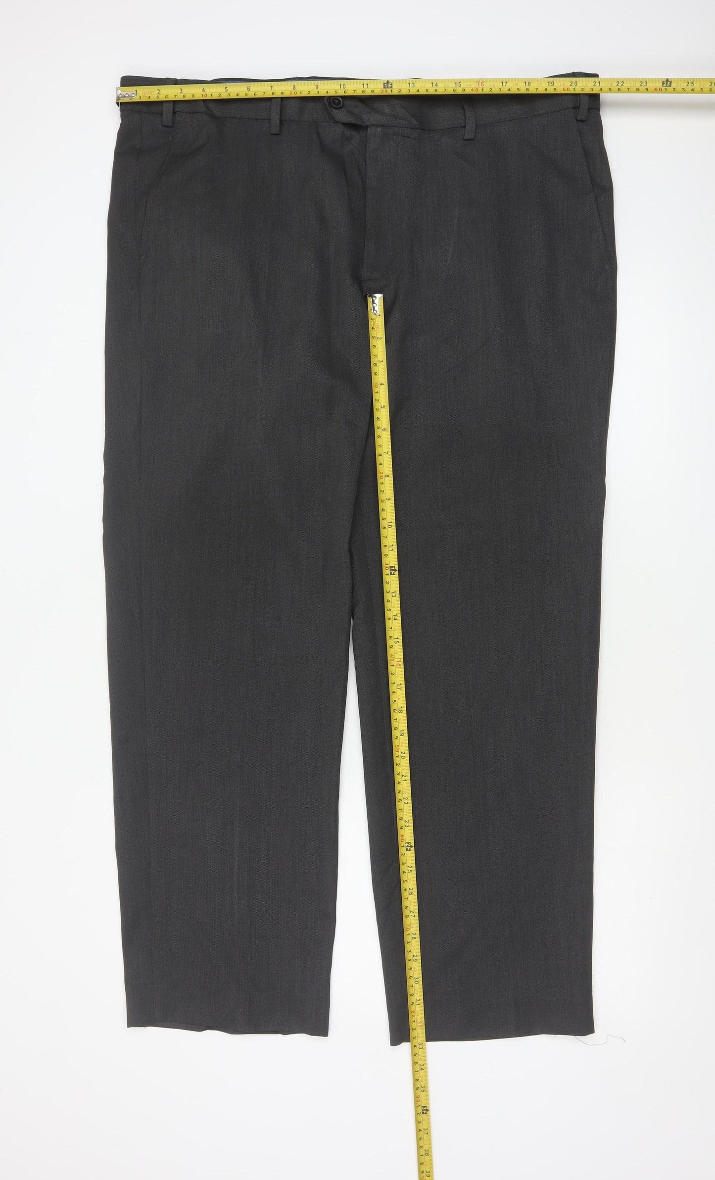 Marks and Spencer Men's Grey Regular Fit Dress Trousers 42x31
