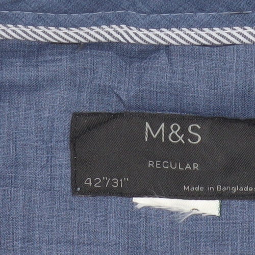 Marks and Spencer Men's Grey Regular Fit Dress Trousers 42x31