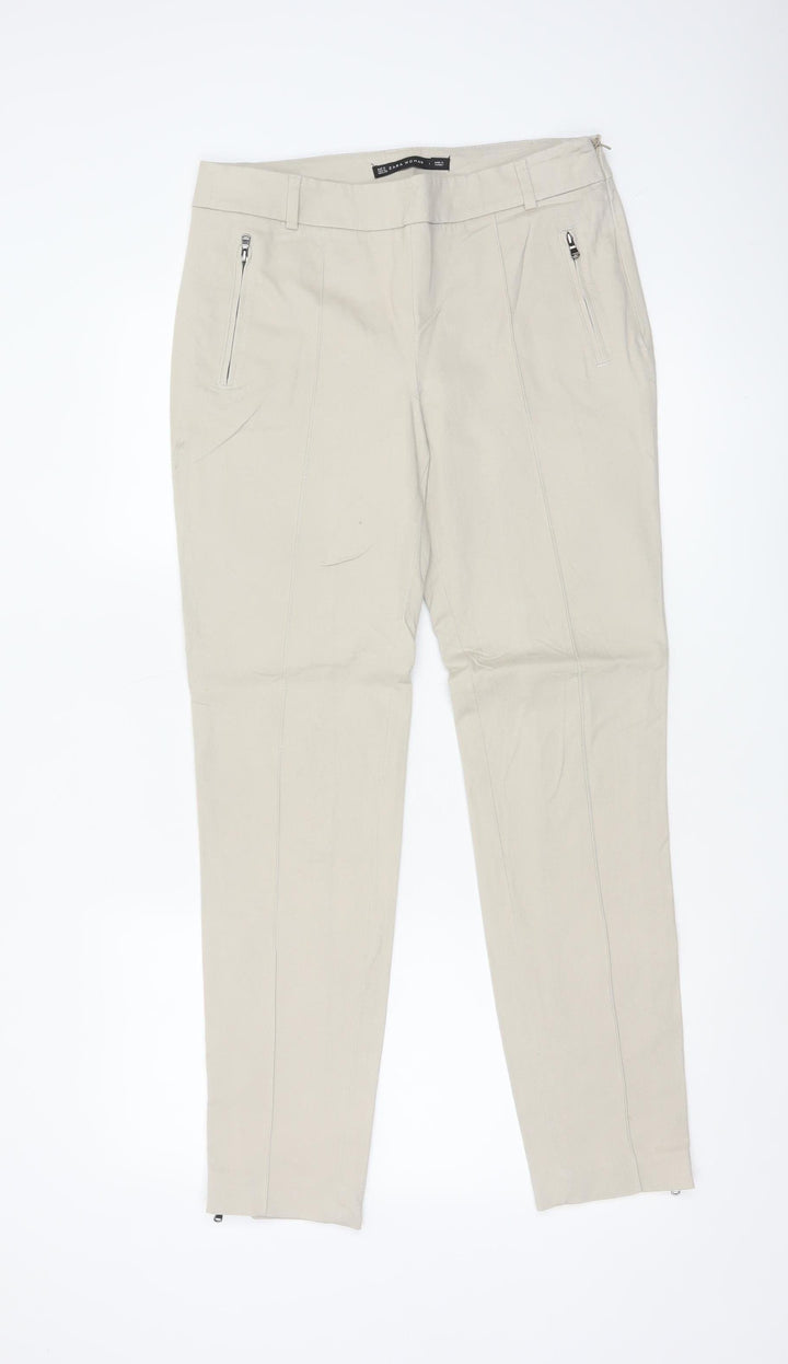 Zara Woman Beige Slim Tapered Trousers Womens UK 12