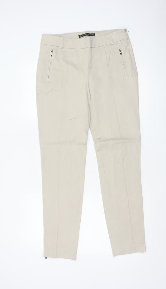 Zara Woman Beige Slim Tapered Trousers Womens UK 12