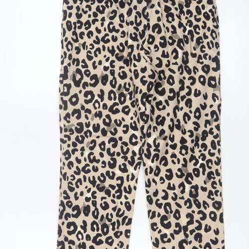 Marks and Spencer Women Beige Animal Print Slim Cropped Trousers Size 6 Short