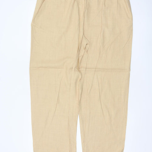 Marks and Spencer Women’s Beige Linen Blend Relaxed Trousers Size 16