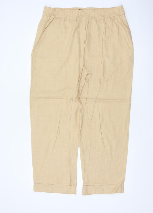 Marks and Spencer Women’s Beige Linen Blend Relaxed Trousers Size 16