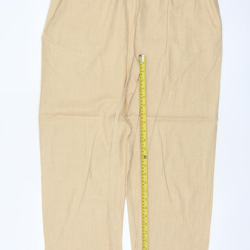 Marks and Spencer Women’s Beige Linen Blend Relaxed Trousers Size 16