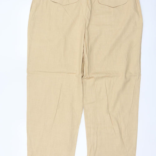 Marks and Spencer Women’s Beige Linen Blend Relaxed Trousers Size 16