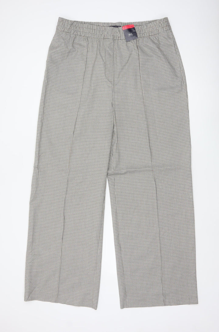 Marks and Spencer Women’s Black Check Trousers Size 18 Long Elastic Waist