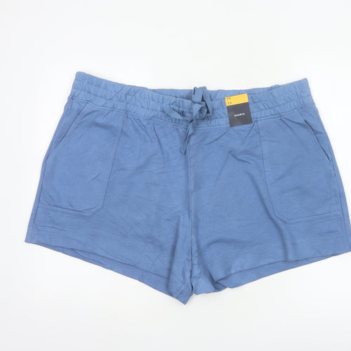 Marks and Spencer Women's Blue Cotton Blend Casual Shorts Size 24