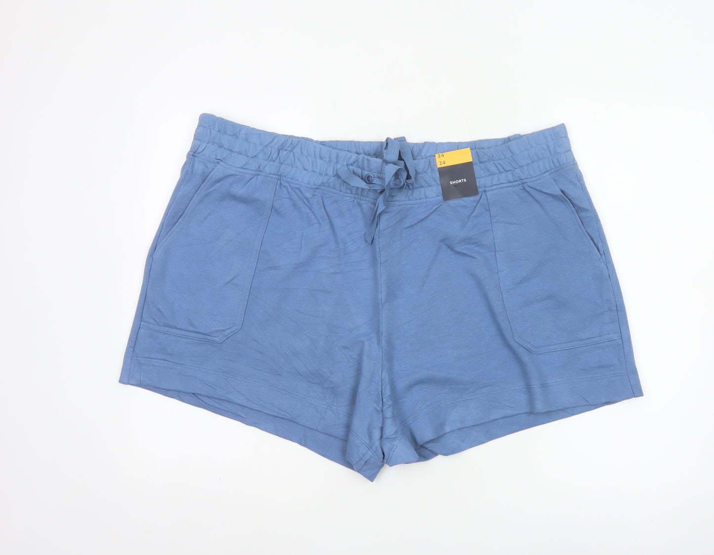 Marks and Spencer Women's Blue Cotton Blend Casual Shorts Size 24
