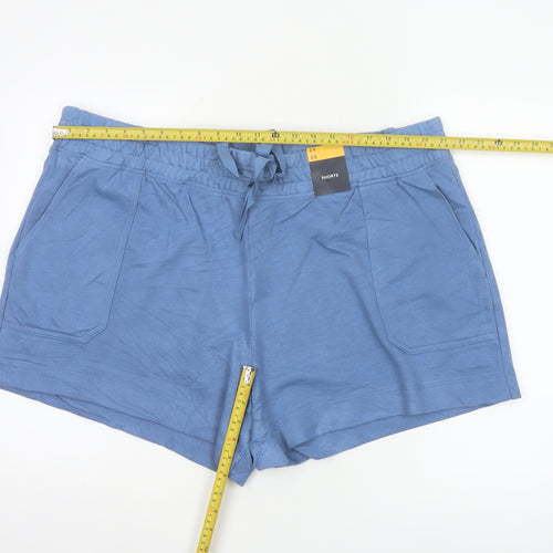 Marks and Spencer Women's Blue Cotton Blend Casual Shorts Size 24