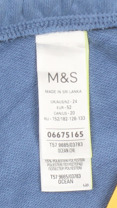 Marks and Spencer Women's Blue Cotton Blend Casual Shorts Size 24