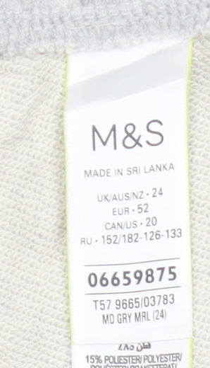 Marks and Spencer Women Grey Size 24 Sweat Shorts Drawstring Jersey
