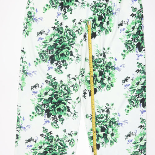 Marks and Spencer Women Green Floral Wide-Leg Trousers Size 24