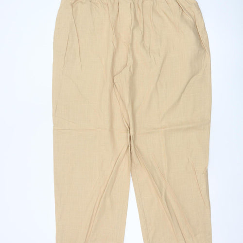 Marks and Spencer Womens Beige Linen Blend Trousers Size 18