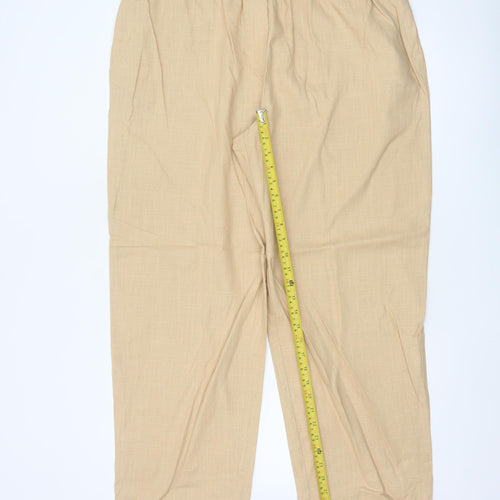 Marks and Spencer Womens Beige Linen Blend Trousers Size 18