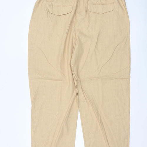 Marks and Spencer Womens Beige Linen Blend Trousers Size 18