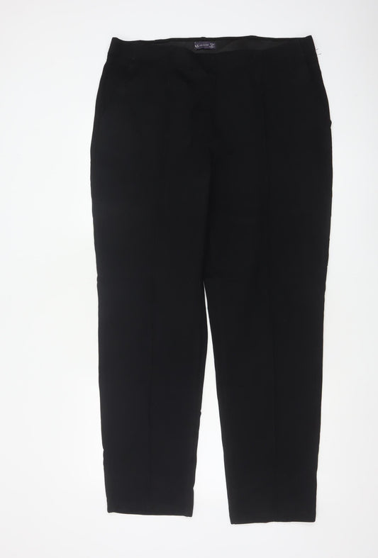 Marks and Spencer Womens Black Regular Leg Trousers Size 18 Viscose Blend