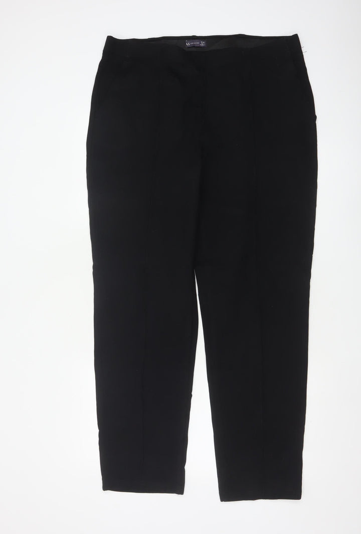 Marks and Spencer Womens Black Regular Leg Trousers Size 18 Viscose Blend
