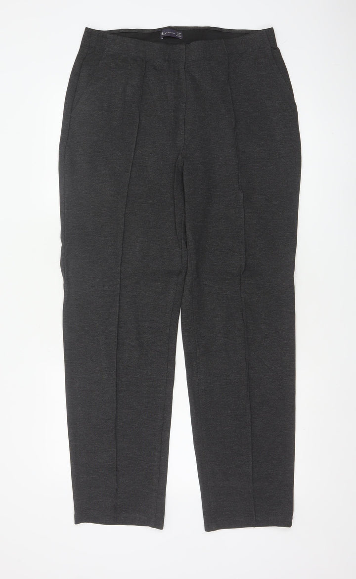Marks and Spencer Women Charcoal Size 14 Regular Straight Trousers