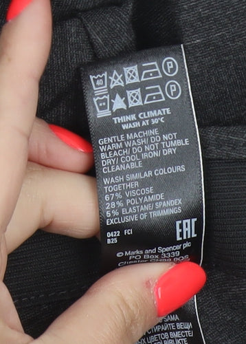 Marks and Spencer Women Charcoal Size 14 Regular Straight Trousers