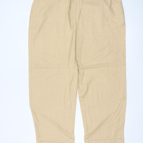 Marks and Spencer Women Beige Linen Blend Trousers Size 18 Regular