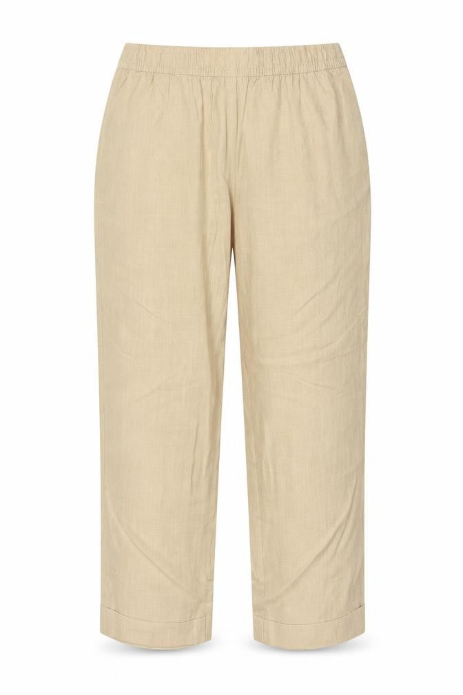 Marks and Spencer Women Beige Linen Blend Trousers Size 18 Regular