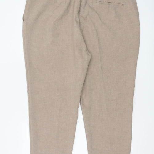 Marks and Spencer Women Beige Regular Length Straight Trousers Size 22