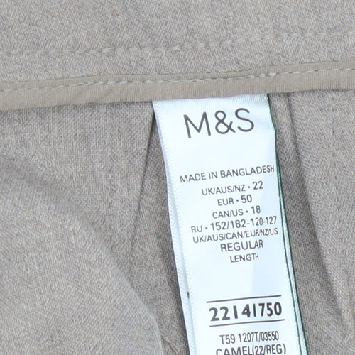 Marks and Spencer Women Beige Regular Length Straight Trousers Size 22