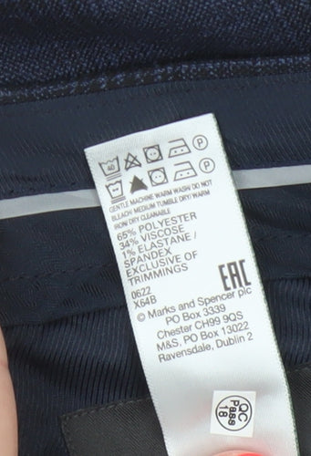 Marks and Spencer Men's Blue Check Regular Fit Dress Trousers 42W 31L