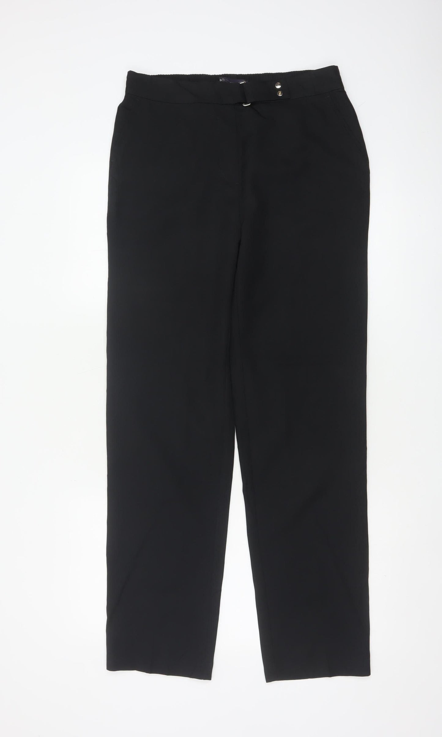 Marks and Spencer Women's Black Size 10 Straight Leg Regular Trousers