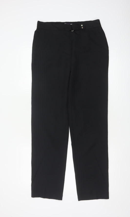 Marks and Spencer Women's Black Size 10 Straight Leg Regular Trousers