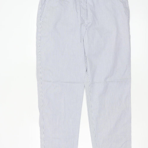 Marks and Spencer Women Blue Striped Chino Trousers Size 12 Regular