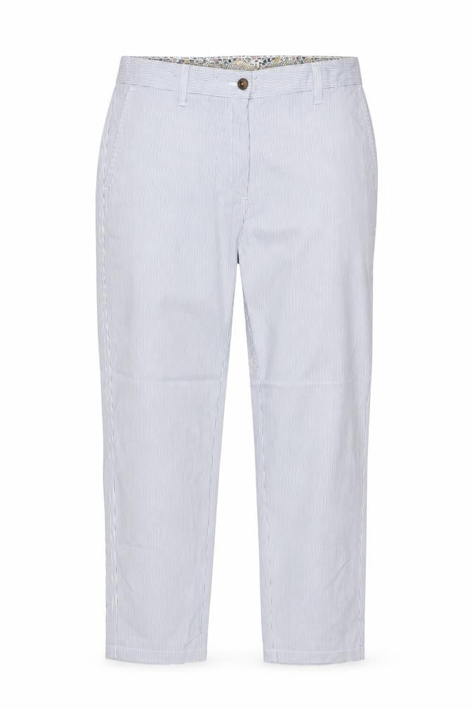 Marks and Spencer Women Blue Striped Chino Trousers Size 12 Regular