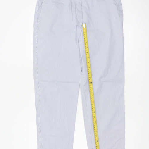 Marks and Spencer Women Blue Striped Chino Trousers Size 12 Regular