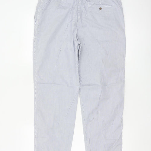 Marks and Spencer Women Blue Striped Chino Trousers Size 12 Regular
