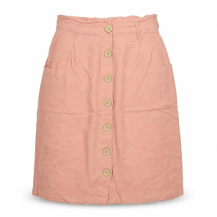 FatFace Womens Pink Linen Blend Midi A-Line Button Skirt Size 14