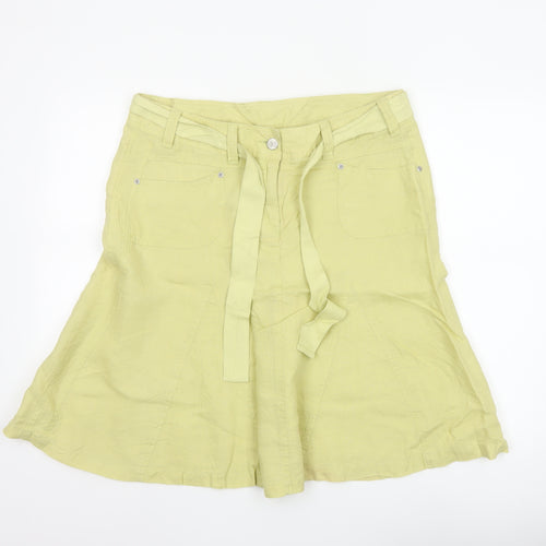 Marks and Spencer Women’s Lime Green Linen A-Line Knee Length Skirt UK 14