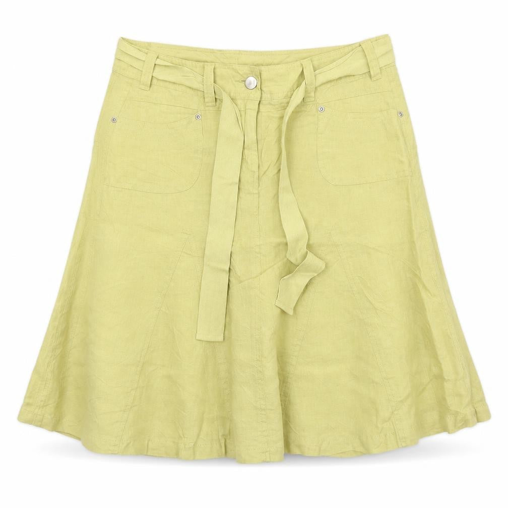 Marks and Spencer Women’s Lime Green Linen A-Line Knee Length Skirt UK 14