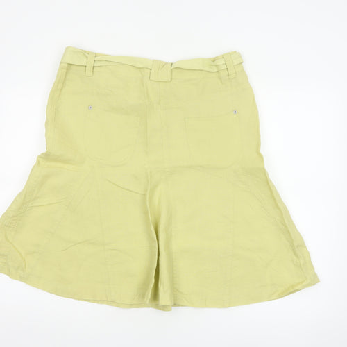 Marks and Spencer Women’s Lime Green Linen A-Line Knee Length Skirt UK 14