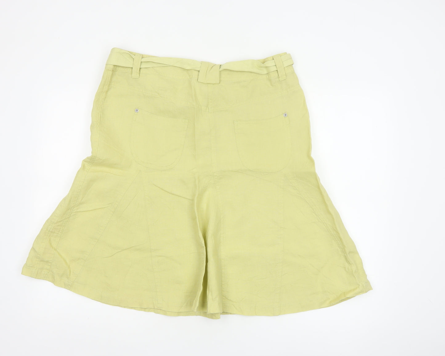 Marks and Spencer Women’s Lime Green Linen A-Line Knee Length Skirt UK 14